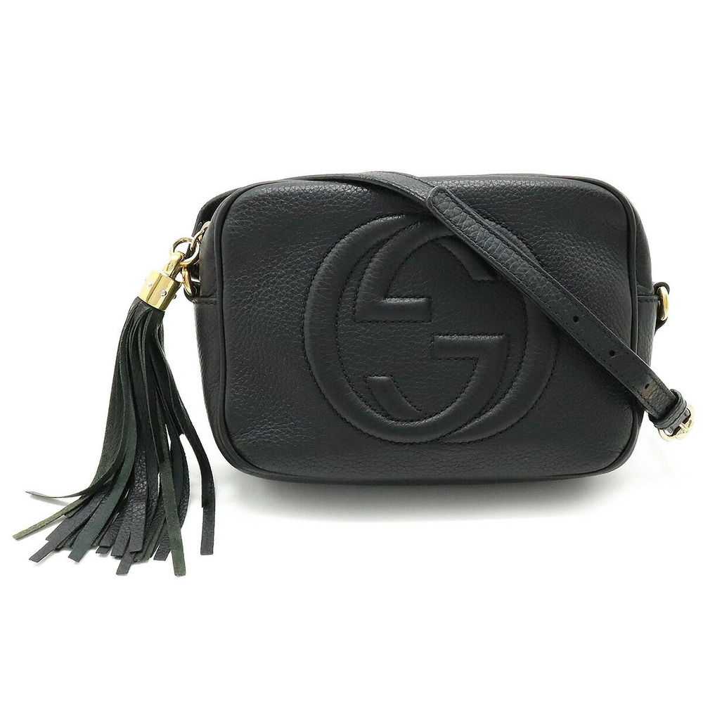 Gucci Soho Disco Tassel Fringe Crossbody Bag Leather Black